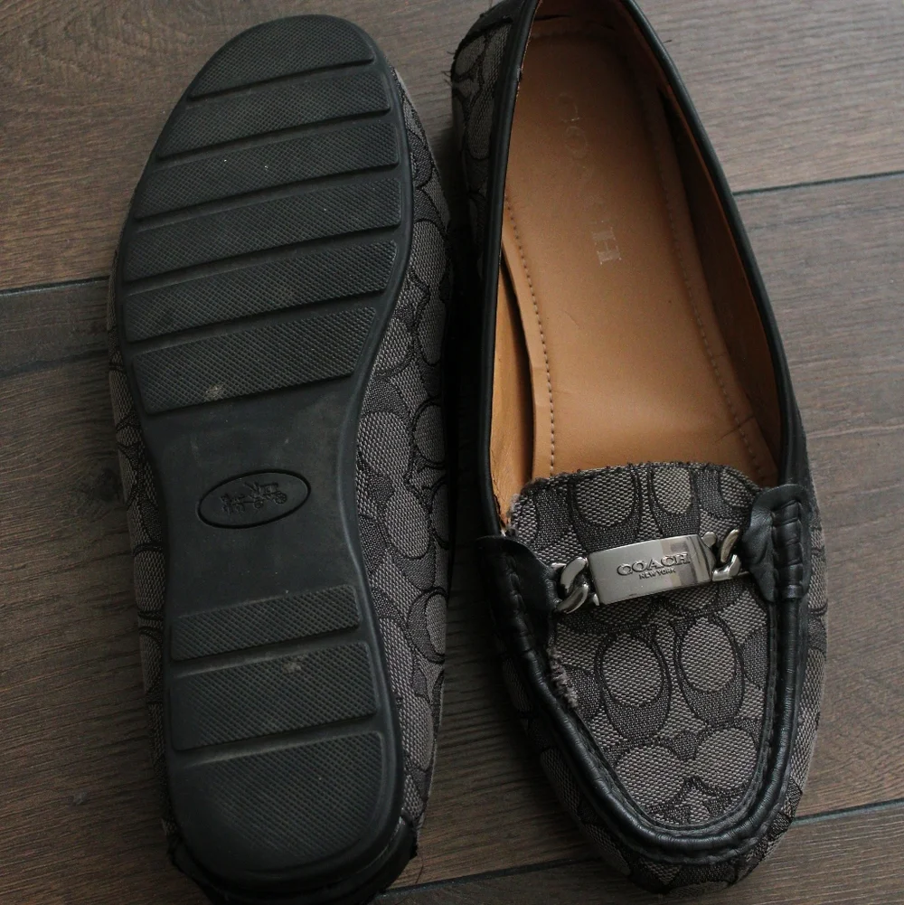 Coach Signature Logo Slip-On Loafers in Charcoal Gray - Picture 1 of 10
